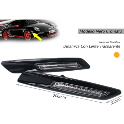 Carall - LEDLUX LN3514 Kit Freccia Laterale a Led Side Marker Dinamica Nero Cromato Lente Trasparente BMW E81 E82 E87 E88 E90 E91 E92 E93 E60 E61 F10