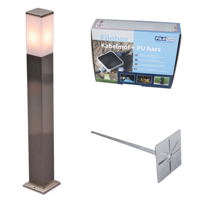 Palo da giardino malios - Moderno - Plastico,Acciaio inossidabile - Acciaio - Quadrato Max. 1 x Watt - Qazqa