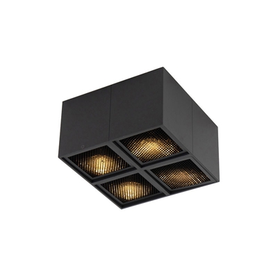 Faretto qubo - Design - Alluminio - Nero - Quadrato Max. 4 x Watt - Qazqa