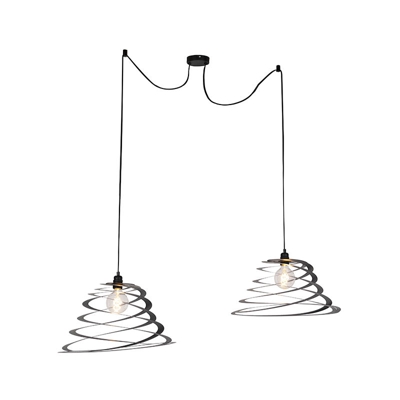 Lampada a sospensione scroll - Design - Acciaio - Nero - Tondo Max. 2 x Watt - Qazqa