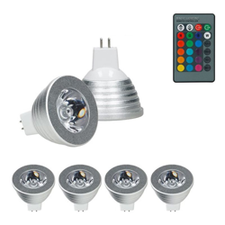 4 x Spot Lampadina LED MR16 Lampadina a LED RGB 16 Colori 3W Faretti LED Lampadine per Faretti Spot LED MR16 con Telecomando 24 Tasti Spot LED precio