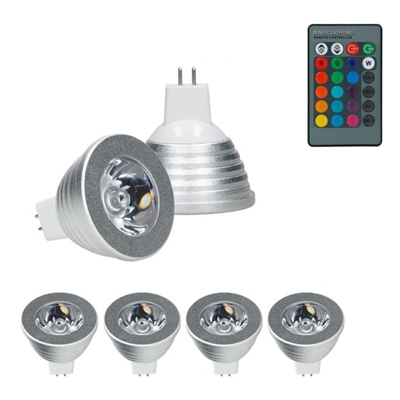 4 x Spot Lampadina LED MR16 Lampadina a LED RGB 16 Colori 3W Faretti LED Lampadine per Faretti Spot LED MR16 con Telecomando 24 Tasti Spot LED