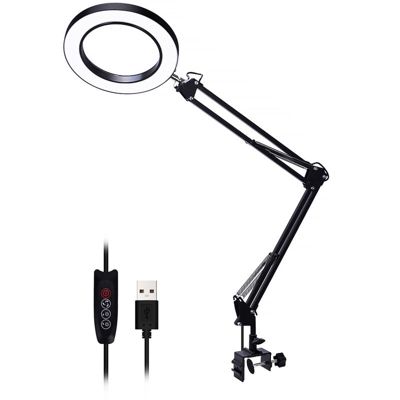 Lente d'ingrandimento LED flessibile Lampada d'ingrandimento illuminata a 3 colori USB 5X - AUGIENB