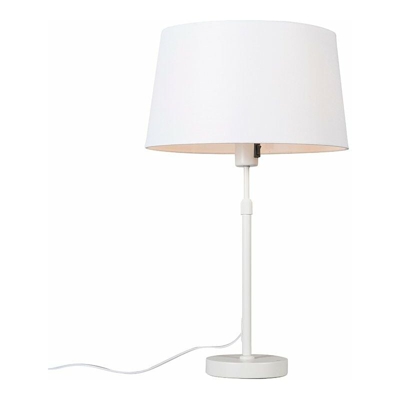 QAZQA Lampada da tavolo con paralume Parte - Moderno - Metallo,Tessuto - Bianco - Tondo Max. 1 x Watt