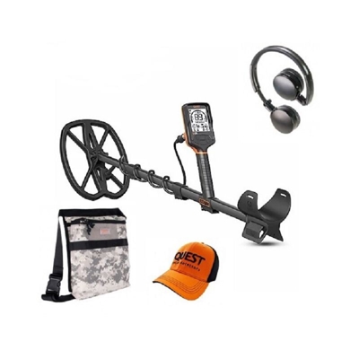 Spaceshop - Quest Q30+ Plus Metal Detector Oro Monete Piastra 11' Cuffie wireless Borsa