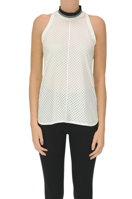 Cut-out techno fabric tank-top