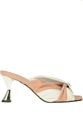 Metallic effect leather mules