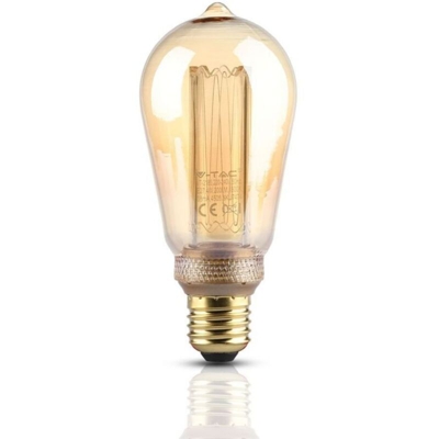 VT-2185 Lampadina LED 4W E27 Vetro Ambra con incisioni laser filamento bianco caldo 1800K - 7474 - V-tac