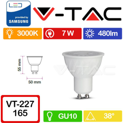 Faretto LED Chip Samsung GU10 7W 38° 3000K - V-tac en oferta