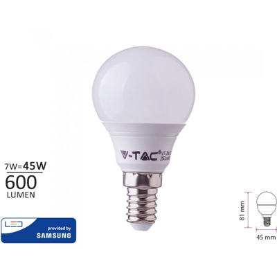 Lampadina LED Chip Samsung E14 7W P45 4000K - V-tac
