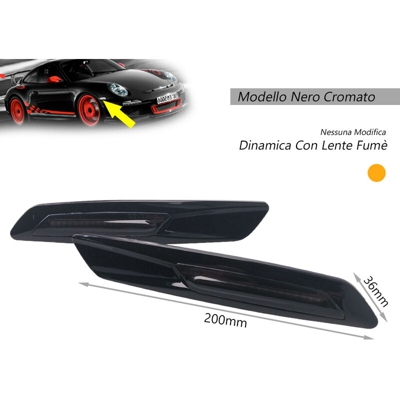 Carall - LEDLUX LN3512 Kit Freccia Laterale a Led Side Marker Dinamica Nero Cromato Lente Grigio BMW E81 E82 E87 E88 E90 E91 E92 E93 E60 E61 F10