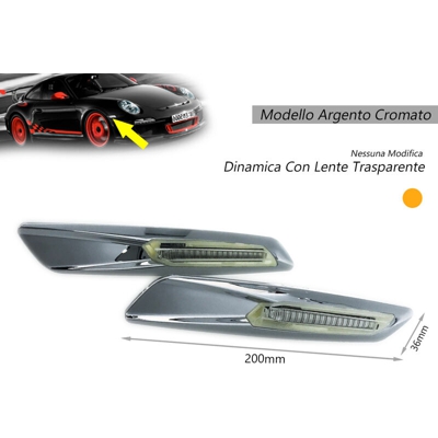 LEDLUX LN3513 Kit Freccia Laterale a Led Side Marker Dinamica Argento Cromato Lente Trasparente BMW E81 E82 E87 E88 E90 E91 E92 E93 E60 E61 F10