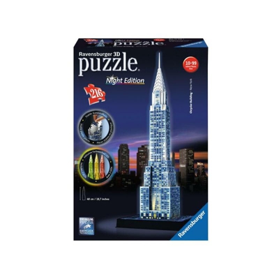 Ravensburger 12595 - 3D Puzzle Building, Chrysler Building, Night Edition, 216 Pezzi