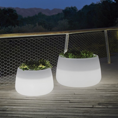 Vaso cilindrico con luce CAMELIA 80 Moovere SOLARE + BATTERIA RICARICABILE COLORI RGB + BIANCO CALDO E BIANCO FREDDO NEUTRO