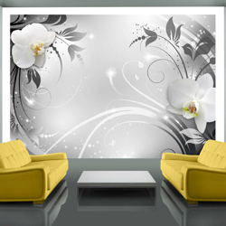 Artgeist - Fotomurale - Orchidee su argento 350x245 en oferta