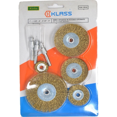 SERIE 5 SPAZZOLE “KORBA” fili in acciaio ottonato - Klass