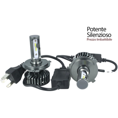 Carall - Kit Full Led Cob H4 26W Reale Bi-Led 12V Con Ventola Raffrenddamento Silenziosa Attacco Regolabile 2200 Lumen