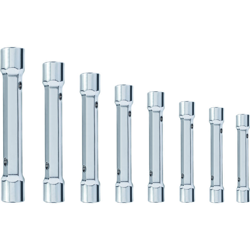 KLASS - SERIE 8 CHIAVI A TUBO DOPPIE ESAGONALI TIPO PESANTE CR-V DALLA 6X7 ALLA 20X22 cromate en oferta