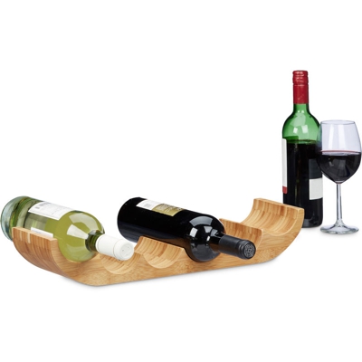 Relaxdays - cantinetta per/da vino, per 6 bottiglie, in legno di bambu´, design originale e misure HBT: 8 x 47,5 x 11,5 cm, colore naturale