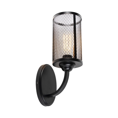 Applique gauze wl - Industriale - Acciaio - Nero - Cilindro Max. 1 x Watt - Qazqa