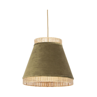 Lampada a sospensione frills - Rustico - Acciaio,Malacca,Tessuto - Verde/Beige/Oro/Ottone - Oblungo/Tondo Max. 1 x Watt - Qazqa