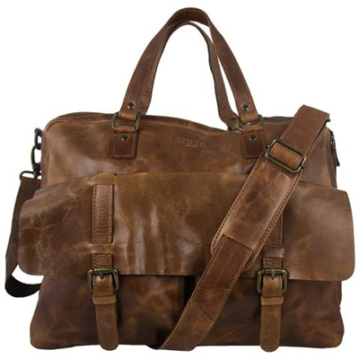 Borsa A Tracolla In Pelle Vintage 34x40x12 Cm Colore Quindi