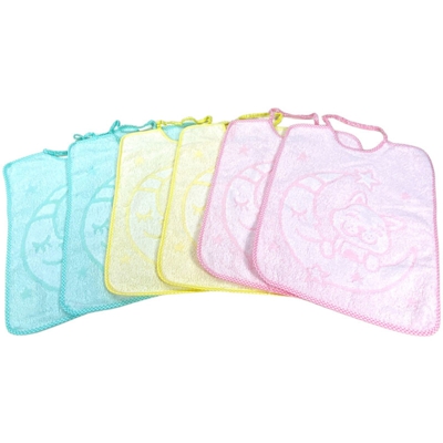 SET 6 BAVAGLINI BAVETTE bambino JACK © cm. 30x39 misura MAXI bavaglio con elastico puro cotone - TEX FAMILY