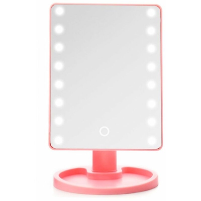 BES - Specchio trucco quadrato con luce led specchio make up illuminato rotante touch