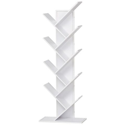 Libreria Ad Albero In Legno Bianco Con 10 Ripiani 50x28x142cm