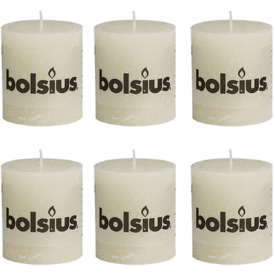 Set 6 Candella rustica dritta Avorio 80 x 68 mm - Bolsius