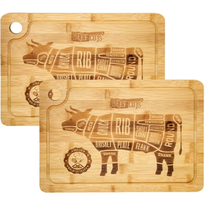 2x Taglieri 33x23cm con scanalatura per succo 20mm di spessore Bambù - Dunedesign