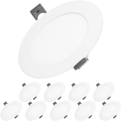 ECD Germany 10 x Faretto da Incasso Pannello LED 6W Sostituisce 35W Alogeno - Ultra Sottile - Rotondo ? 12 cm Bianco Caldo 3000K - IP44 - Luce precio