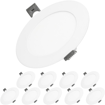 ECD Germany 10 x Faretto da Incasso Pannello LED 6W Sostituisce 35W Alogeno - Ultra Sottile - Rotondo ? 12 cm Bianco Caldo 3000K - IP44 - Luce