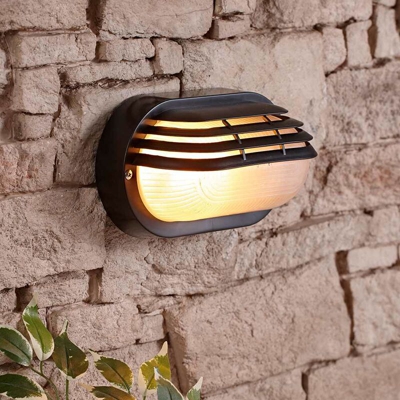 Lampada da Esterno Ovale Classica con Paratia Stile Palpebra - Nero IP54 40W - BIARD