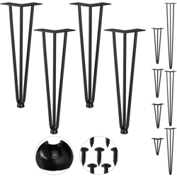 Relaxdays - Hairpin Legs, Set da 4, 3 Aste, Metallo, Gamba Tavolo a Forcella, Sgabello Tavolo e Armadio, Alte 40 cm , Nero características