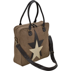 Borsa a tracolla donna 40 x 40 x 10 cm Borsa in tela di lino Marrone scuro - CORIUM características