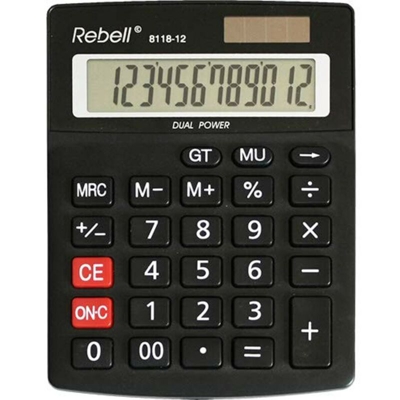 8118-12 calcolatrice Desktop Calcolatrice con display Nero - Rebell
