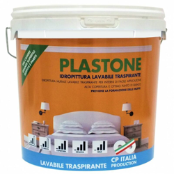 Salone - Vernice idropittura lavabile traspirante plastone da lt.14 bianco opaco per interni en oferta