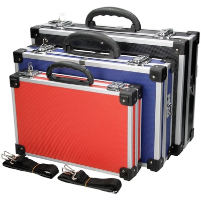 Cassetta degli attrezzi 3 valigie alluminio staccaggio bagagl nero/rosso/azzuro - ECD GERMANY