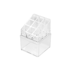 Cosmetic Vaschetta Quadrata con Mini Organizzatore, Inclinato, 9.4 x 9.4 x 13.1 cm, Plastica, Trasparente - Compactor en oferta