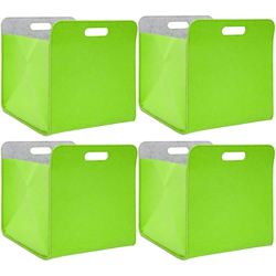 Set di 4 Scatole di Feltro 33x33x38cm Cesto Borsa per Scaffali Ikea Kallax Verde - DUNEDESIGN en oferta