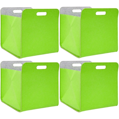 Set di 4 Scatole di Feltro 33x33x38cm Cesto Borsa per Scaffali Ikea Kallax Verde - DUNEDESIGN