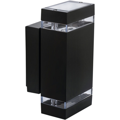lampada da parete giardino 2 luci 220-240 volt CE GU10 IP44 interno nero quadrato kan 22440 - KANLUX