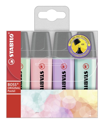 Evidenziatore - STABILO BOSS ORIGINAL Pastel - Astuccio da 4 pz assortiti - DMAIL