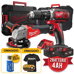 Milwaukee Kit utensili a batteria 18V - Trapano M18 BPD-402C + Smerigliatrice CAG115X, 2 x 4Ah - NON APPLICABILE en oferta