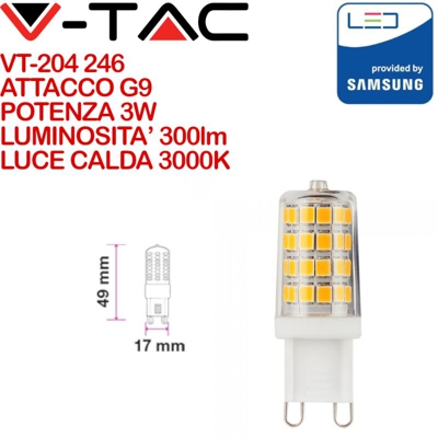 Faretto LED V-TAC Chip Samsung G9 3W 3000K