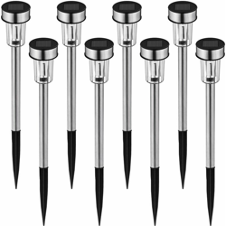 Lampada solare 8 LED colorato - lampade solari da giardino - argento - TECTAKE en oferta