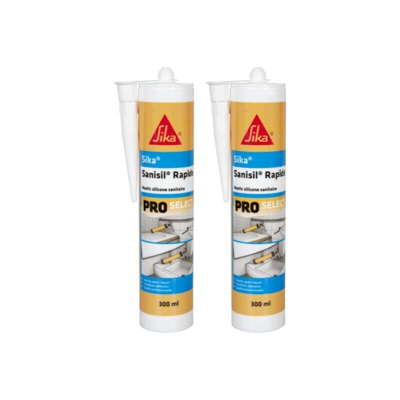 Sika - Set di 2 mastice siliconico antimuffa in silicone speciale sanitario Sanisil Rapide - Bianco - 300ml