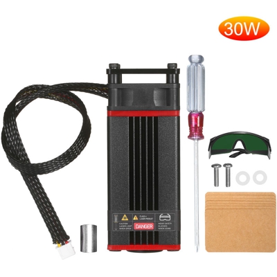 Modulo Taglio Laser Aggiornato 30W 450Nm Del Laser Laser Lase Cnc Laser Capo Blu Marcatura Macchine Utensili Di Taglio Di Legno Fai Da Te, Rosso, 30W