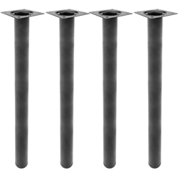 Gambe tondo. Piedini da tavolo per mobili e scrivania in acciaio nero 75cm 4-pack - Primematik en oferta